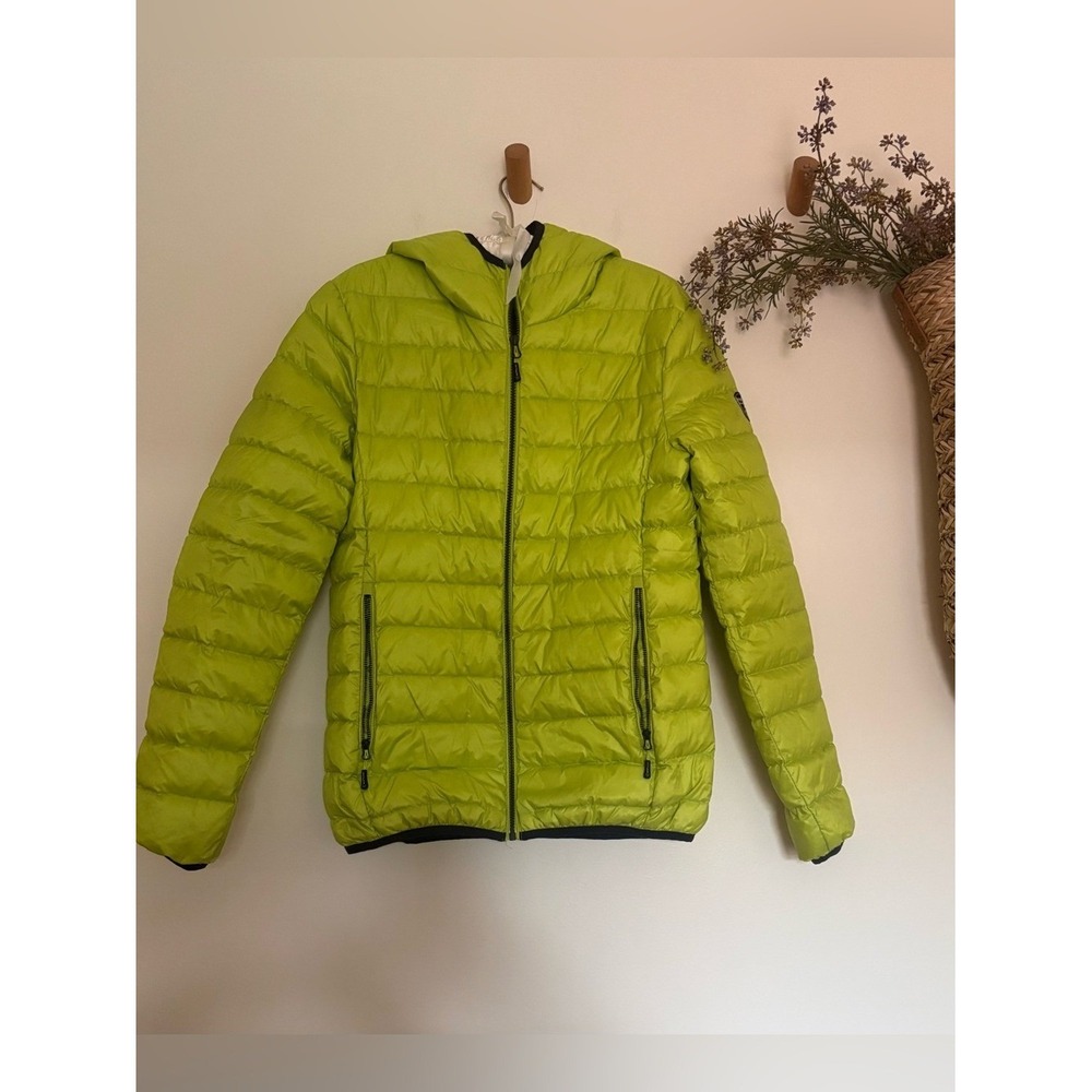 Northland Professional Women's Small Down Puffer Jacket Lime Green Packable Hood